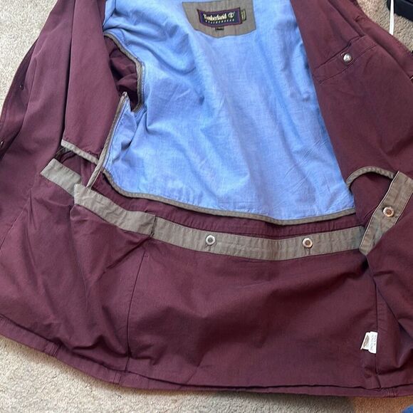 Timberland Weathergear Mens Burgundy Canvas Barn Chore Coat Jacket Size L Large - Picture 11 of 13
